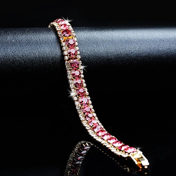 Pink / White Rhinestone Bracelet - Picture 3 of 6